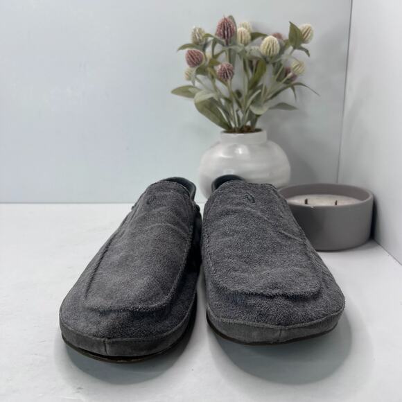 Olukai Moloa Hulu Loafer Slippers Fold Down Heel Soft Grey Wool 10411 Men's 12 - Picture 2 of 9